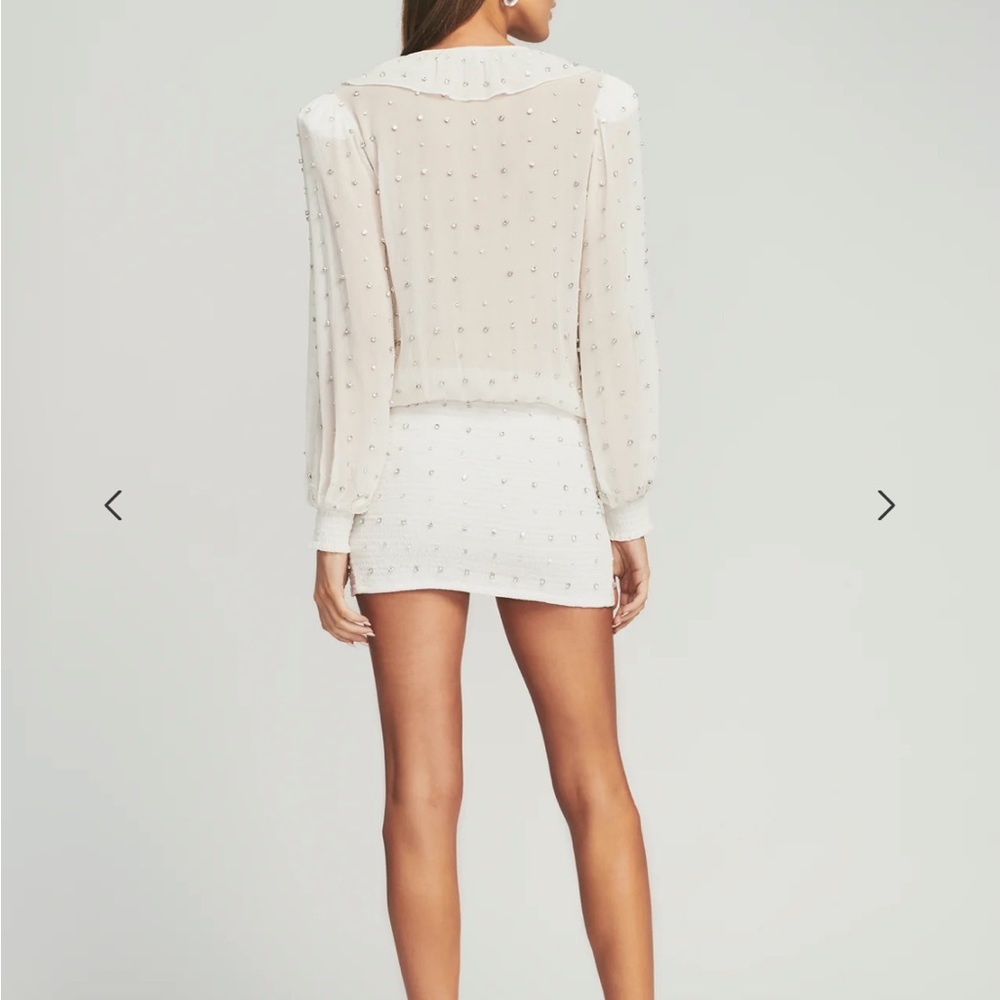 White Lennon embellished silk chiffon dress